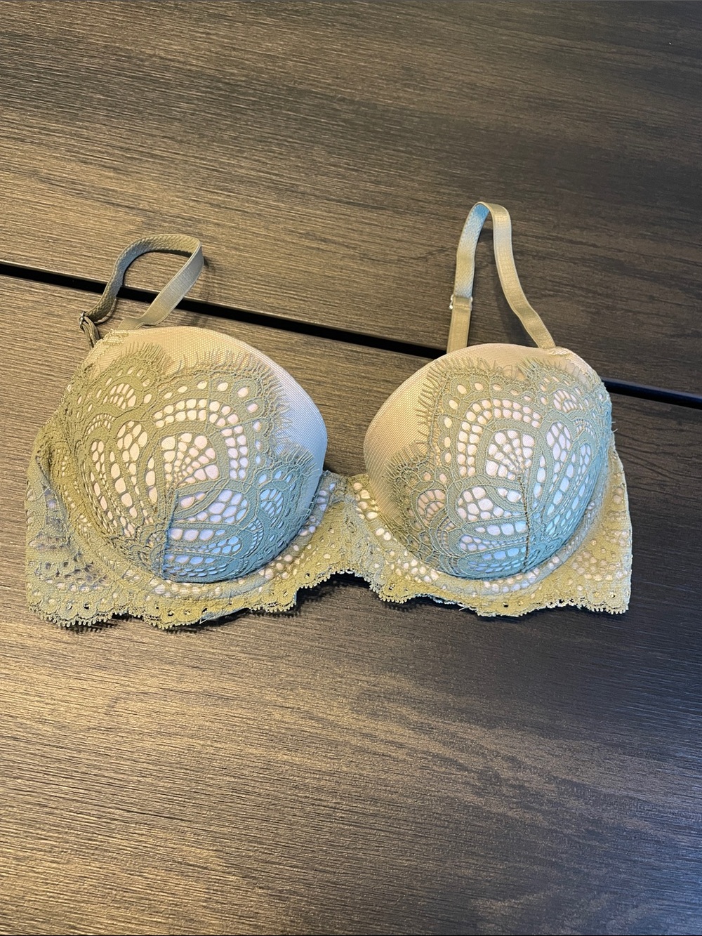 Victoria's Secret Sage Green Lace Push-Up Bra